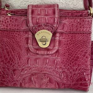 Brahmin Pink Crocodile Embossed Crossbody Bag